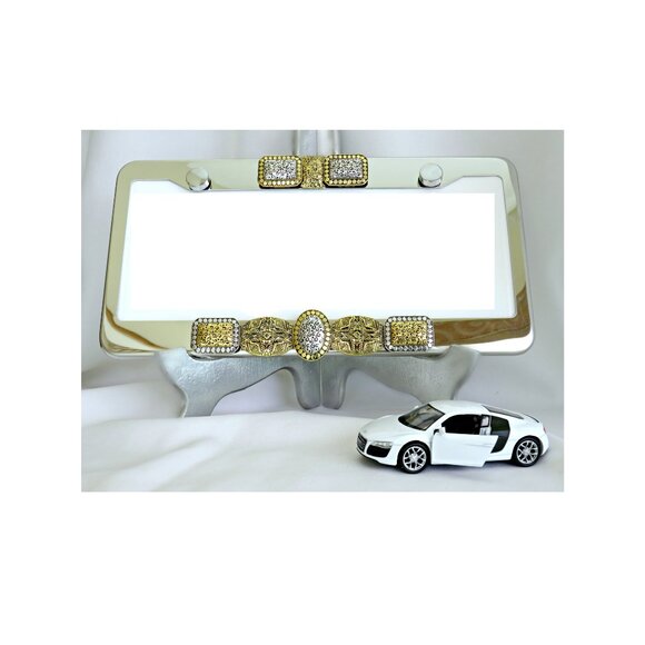 License Plate Frame Chrome and Gold Standard U.S. Car Accessory......425 - Picture 1 of 2